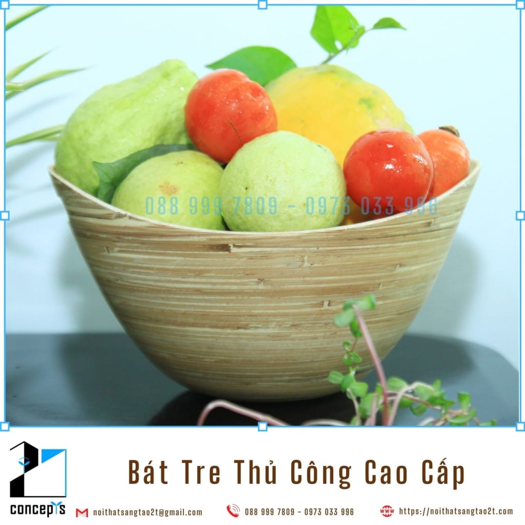 [XUẤT KHẨU] Bát Tre Ép Thủ Công Decor Trang Trí 26cm