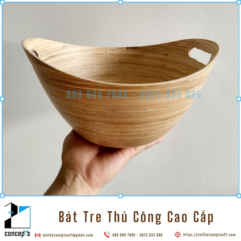 [XUẤT KHẨU] Bát Tre Ép Thủ Công Decor Trang Trí 26cm