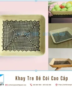 Khay Tre Đáy Cói Tự Nhiên, Khay Trang Trí Để Trái Cây bằng Tre Ép và Cói, Khay Gỗ Decor 36x30x6.5cm Làm Thủ Công