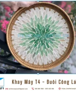 Khay Mây Khảm Trai Hàng Thủ Công Mỹ Nghệ Xuất Khẩu EU, Mỹ D30-D40 Nhiều Mặt Khảm Trai Giá Tốt